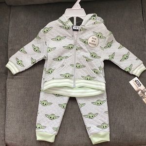 NWT Star Wars Baby Yoda Matching Zippered Sweatshirt Hoodie & Sweatpants 6-9mnth